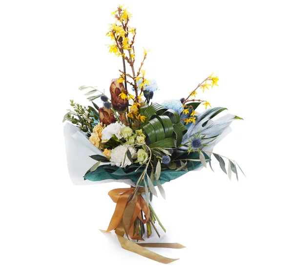 Bröllop Bukett Isolerad Vitt Frisk Frodig Bukett Färgglada Blommor — Stockfoto