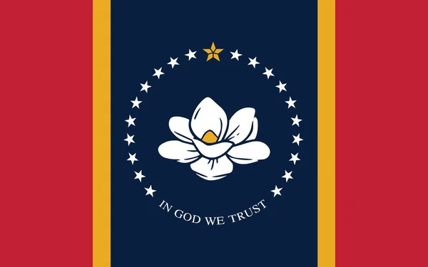 Верхній Вид Прапор Міссісіпі Флагштока Плановий Дизайн Макет Фото Прапора — стокове фото