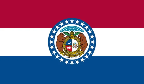 ミズーリ州の旗のトップビューは 平面設計 レイアウト 旗の背景 — ストック写真