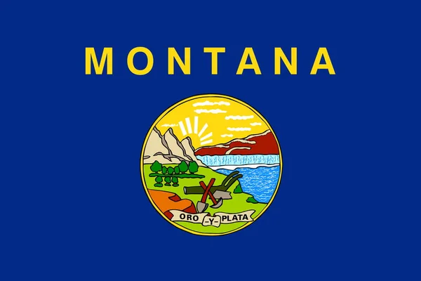 蒙大拿国旗的头像 没有旗杆 平面设计 国旗背景 — 图库照片