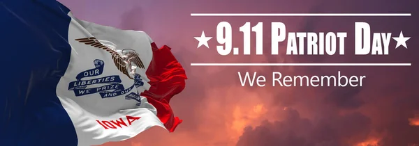 Waving Iowa September Memorial Flag Patriot Day Nationale Gebedsdag Herdenkingsdag — Stockfoto