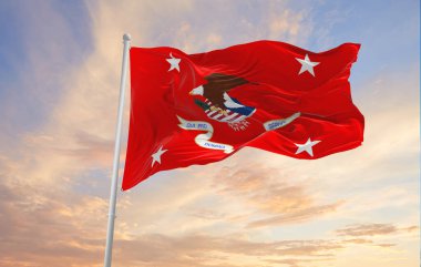 Minsk, Belarus - Mayıs 2021: Birleşik Devletler Başsavcısının bayrağı rüzgarda sallanıyor. ABD Milli Savunması. Uzayı kopyala 3d illüstrasyon.