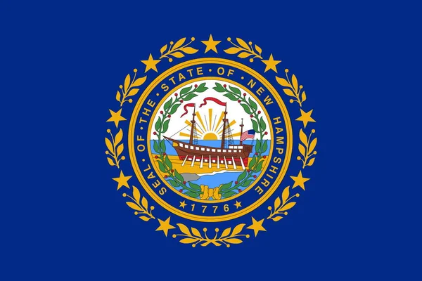 ニューハンプシャー州の旗のトップビュー 旗竿はありません 平面設計 レイアウト 旗の背景 — ストック写真