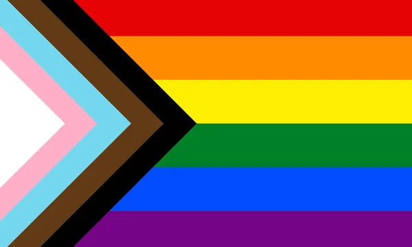 Верхній Вигляд Прапора Lgbtq Rainbow Progress Флагштока Плановий Дизайн Макет — стокове фото