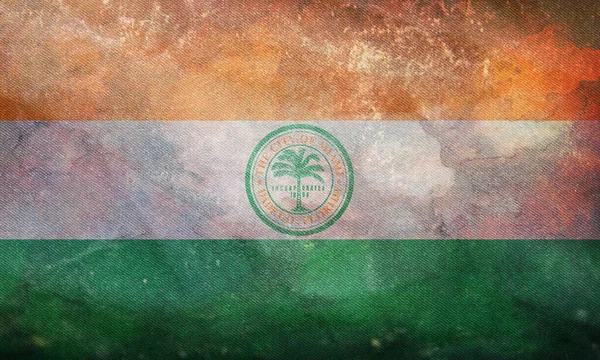 Vista Superior Bandeira Retro Miami Flórida Com Textura Grunge Fundo — Fotografia de Stock