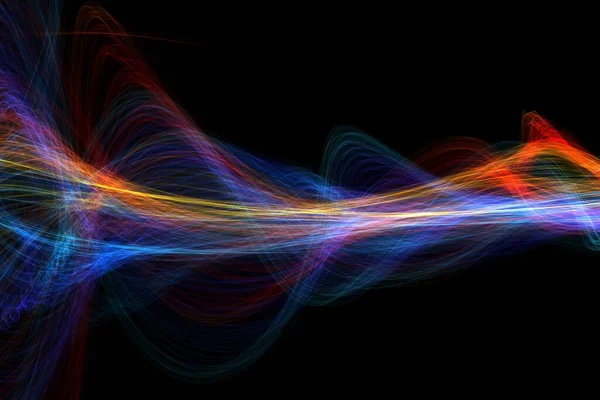 抽象的发光线条背景 波纹形成霓虹灯线条结构 声波节奏 脉动背景 火焰数字声波均衡器 技术与地震波概念 — 图库照片