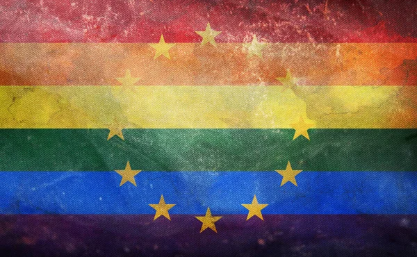 Vista Dall Alto Della Bandiera Dell Europa Arcobaleno Orgoglio Lgbt — Foto Stock
