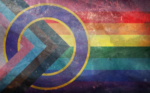 Κάτοψη Της Σημαίας Του Inclusive Progressive Igbt Pride Χωρίς Κοντάρι — Φωτογραφία Αρχείου