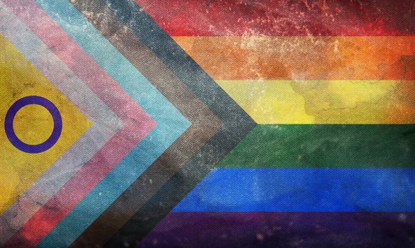 Ovanifrån Flaggan För Hbtq Progress Pride Med Intersex Integration Ingen — Stockfoto