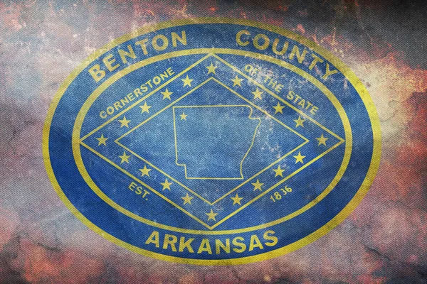 Vista Superior Del Condado Retro Benton Bandera Arkansas Con Textura —  Fotos de Stock