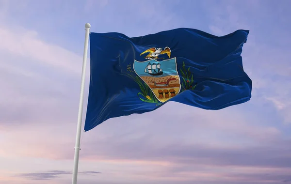 Флаг Округа Аллегейни Пенсильвания Сша Облачном Фоне Неба Закате Панорамный — стоковое фото