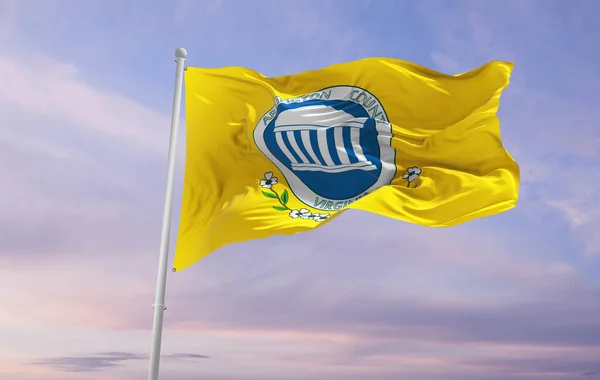 Bandeira Condado Arlington Virgínia Eua Fundo Céu Nublado Pôr Sol — Fotografia de Stock