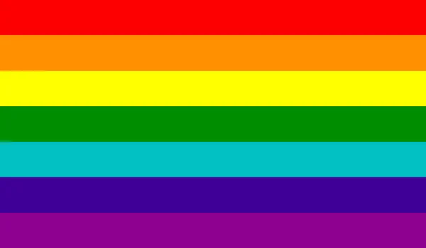 Top View Lgbt Rainbow Seven Stripe Flag Flagpole Plane Design — Stock Photo, Image
