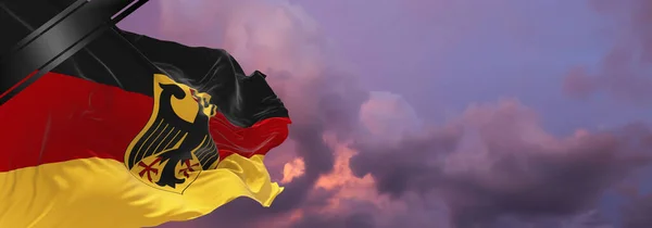 Németország Nemzeti Zászlaja Gyászszalaggal Háborús Áldozatok Emléke Terrortámadás Koronavírus Fekete — Stock Fotó