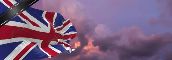 Государственный Флаг Великобритании Траурной Лентой Память Жертвах Войны Террористических Актах — стоковое фото