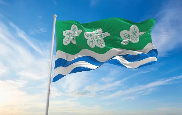 Zászló Megye Cumberland Egyesült Királyság Felhős Háttér Naplemente Panorámás Kilátás — Stock Fotó