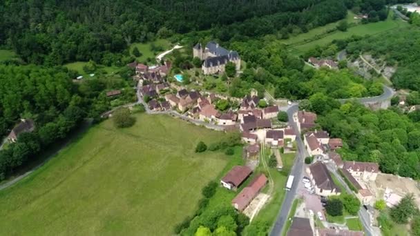 空から見たフランス ペリゴールの聖キプリアン村 — ストック動画
