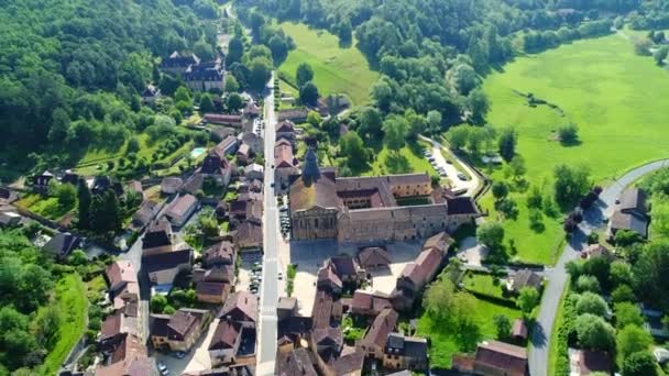 Fransa Nın Perigord Kentindeki Buisson Cadouin Köyü Gökyüzünden Görüldü — Stok video