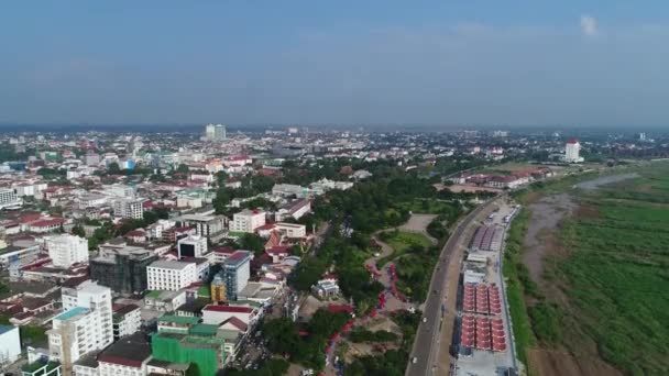 Staden Vientiane Laos Sett Från Himlen — Stockvideo