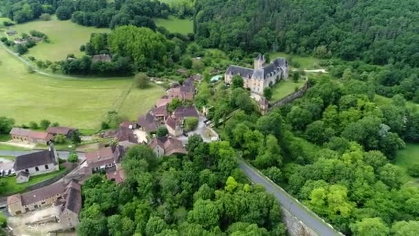 空から見たフランス ペリゴールの聖キプリアン村 — ストック動画