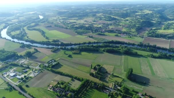 Pueblo Siorac Perigord Francia Visto Desde Cielo — Vídeo de stock