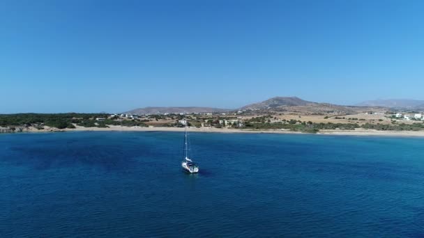 Playa Aliko Isla Naxos Las Cícladas Grecia Visto Desde Cielo — Vídeo de stock