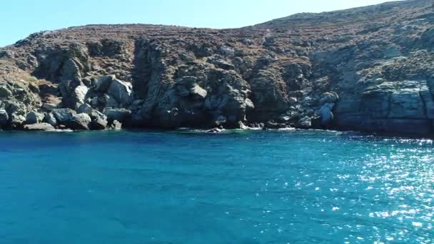 Stranden Kastro Sifnou Sifnos Cykladerna Grekland Med Utsikt Över Luften — Stockvideo