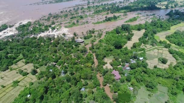 Güney Laos Don Det Yakınlarında Gökyüzünden Görünen 4000 Ada — Stok video