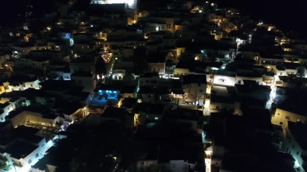 Ios岛上的Chora村夜景和天空景观 — 图库视频影像