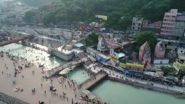 Ciudad Haridwar Estado Uttarakhand India Visto Desde Cielo — Vídeos de Stock