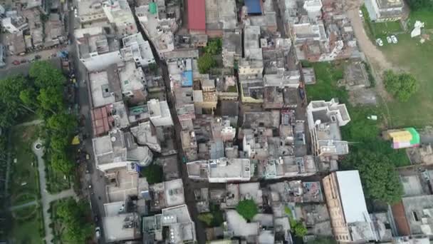Staden Varanasi Benares Uttar Pradesh Indien Sett Från Himlen — Stockvideo