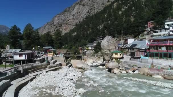 Gangotri Villaggio Nello Stato Uttarakhand India Visto Dal Cielo — Video Stock