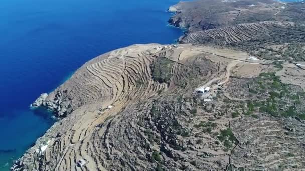 Spiaggia Kastro Sifnou Sull Isola Sifnos Nelle Cicladi Grecia Vista — Video Stock
