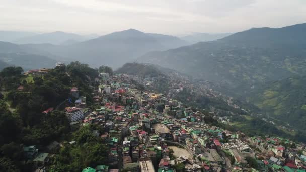 Gangtok Stad Sikkim India Gezien Vanuit Lucht — Stockvideo