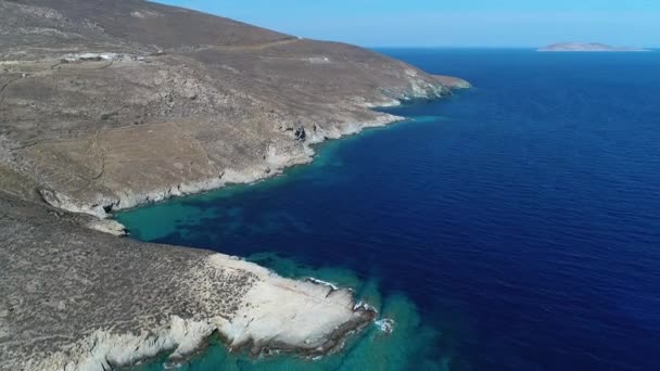 Plaża Psili Ammos Wyspie Serifos Cykladach Grecji Widziana Nieba — Wideo stockowe