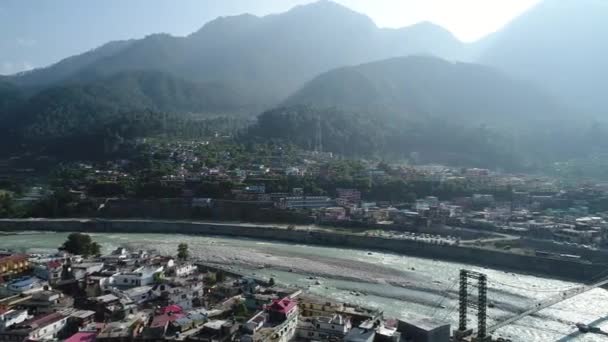 Cidade Uttarkashi Estado Uttarakhand Índia Vista Céu — Vídeo de Stock