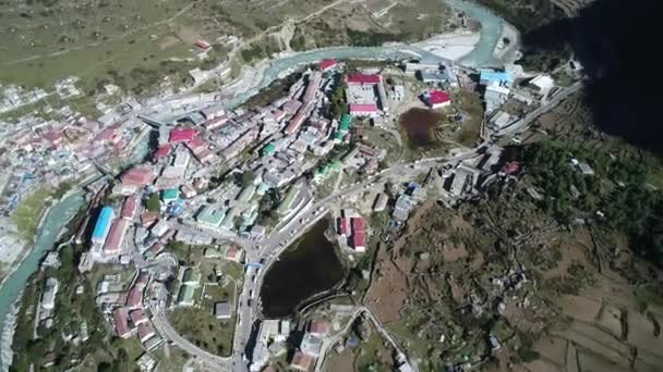 Miasto Badrinath Stan Uttarakhand Indiach Widziane Nieba — Wideo stockowe