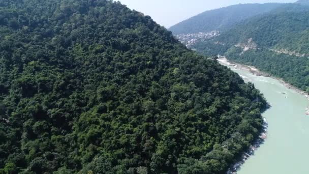 Río Ganges Cerca Del Estado Rishikesh Uttarakhand India Visto Desde — Vídeos de Stock