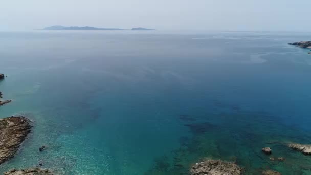 Stranden Magganari Ios Kykladerna Grekland Sett Från Himlen — Stockvideo