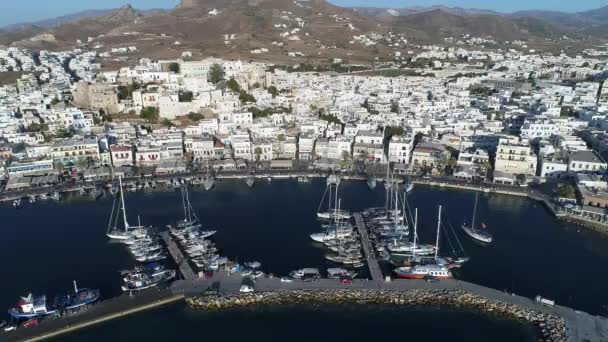 Pelabuhan Chora Pulau Naxos Cyclades Yunani Pemandangan Udara — Stok Video