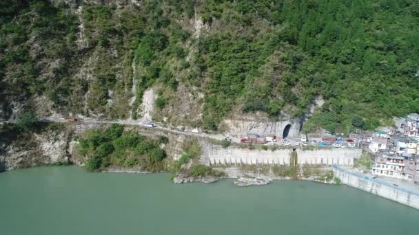 Město Uttarkashi Státě Uttarakhand Indii Spatřeno Oblohy — Stock video