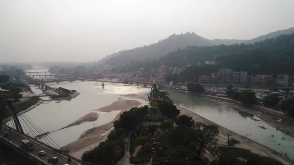 Staden Haridwar Staten Uttarakhand Indien Sett Från Himlen — Stockvideo