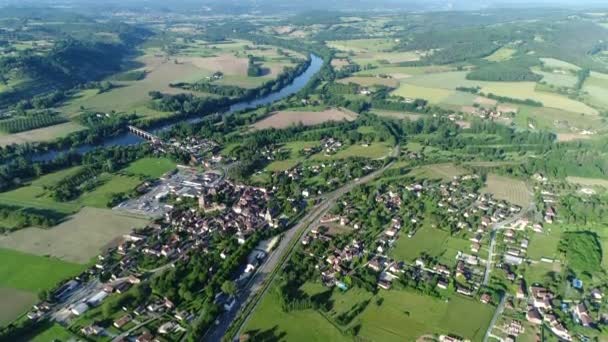 Byn Siorac Perigord Frankrike Sett Från Himlen — Stockvideo