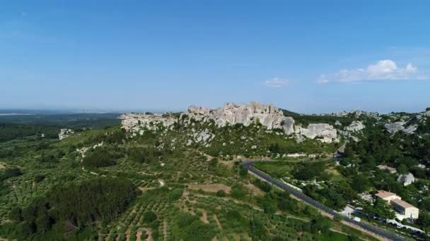 Pueblo Les Baux Provence Bouches Rhone Francia Desde Cielo — Vídeos de Stock