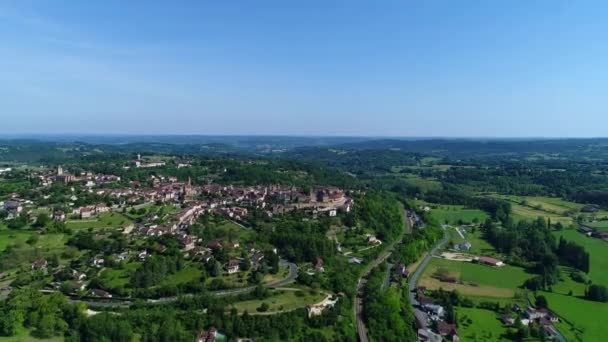 Fransa Perigord Daki Belves Köyü Gökyüzünden Görüldü — Stok video