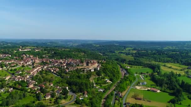 Fransa Perigord Daki Belves Köyü Gökyüzünden Görüldü — Stok video
