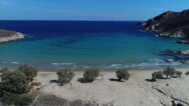 Psili Ammos Beach Serifos Island Cyclades Greece Seen Sky — Stock Video