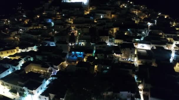 Villaggio Chora Sull Isola Ios Vista Sul Cielo Sulla Notte — Video Stock