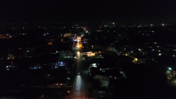 Vientiane Ciudad Laos Por Noche Visto Desde Cielo — Vídeo de stock