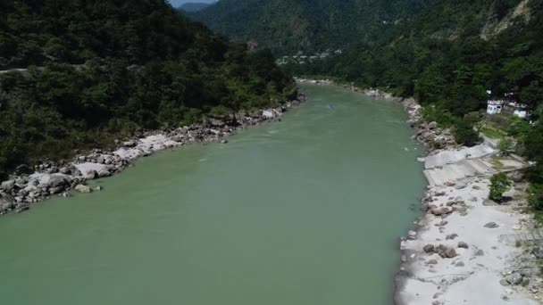 Rio Ganges Perto Rishikesh Estado Uttarakhand Índia Visto Céu — Vídeo de Stock